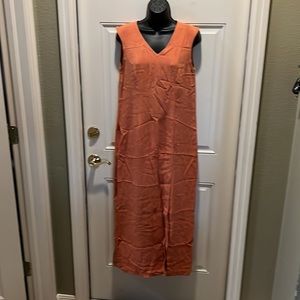 Tommy Bahama pumpkin 100% silk dress with front slit off centered Size 10